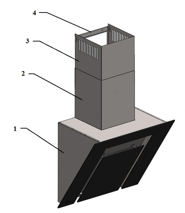 5x25 mm z wkrętami 7- dwa wkręty 3,9x6,5 mm 5 6 7 Rys.4 4.2 MONTAŻ KORPUSU OKAPU Otworzyć szybę pociągając do siebie za dolną krawędź (rys.5). Zdemontować aluminiowy filtr tłuszczowy (rys.