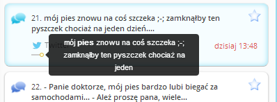 Podgląd pojedynczego artykułu zawiera następujące elementy: Typ serwisu dymek, którego kolor zależy od typu serwisu (np. fioletowy portale, ciemnozielony blogi, jasnozielony opinie, itd.