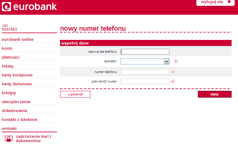 Przy wprowadzaniu doładowania można wybrać telefon z książki telefonicznej. Wówczas formularz doładowania uzupełni się odpowiednimi danymi.