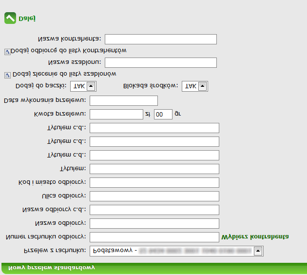 4.3 Wybór przelewu 4.3.1 Standardowy W tym miejscu tworzymy przelew standardowy.