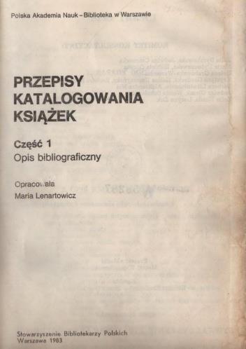 Przepisy katalogowania książek M.