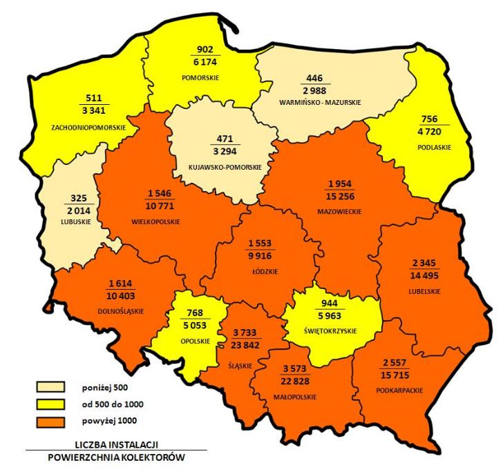 INSTALACJE SOLARNE Rozkład zrealizowanych inwestycji na terenie