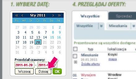 Page2 1. Kalendarz Program POP umożliwia szybkie wyszukiwanie ofert wg daty wprowadzenia do POP-a. Można wyszukiwać oferty z dowolnego zakresu czasu.