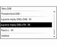 Radioodtwarzacz 133 Oprócz wysokiej jakości cyfrowych sygnałów audio stacje DAB nadają również połączone z programem dane i wiele innych usług, takich jak komunikaty dla kierowców.