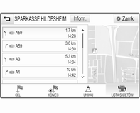 84 Nawigacja Zakończenie prowadzenia po trasie Po rozpoczęciu prowadzenia po trasie stuknąć przycisk ze strzałką, aby wyświetlić menu prowadzenia po trasie.