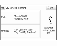 Rozpoznawanie mowy 89 System audio zostaje wyciszony, komunikat głosowy prosi o wydanie polecenia i na wyświetlaczu informacyjnym kierowcy pojawia się menu pomocy z najważniejszymi poleceniami, które