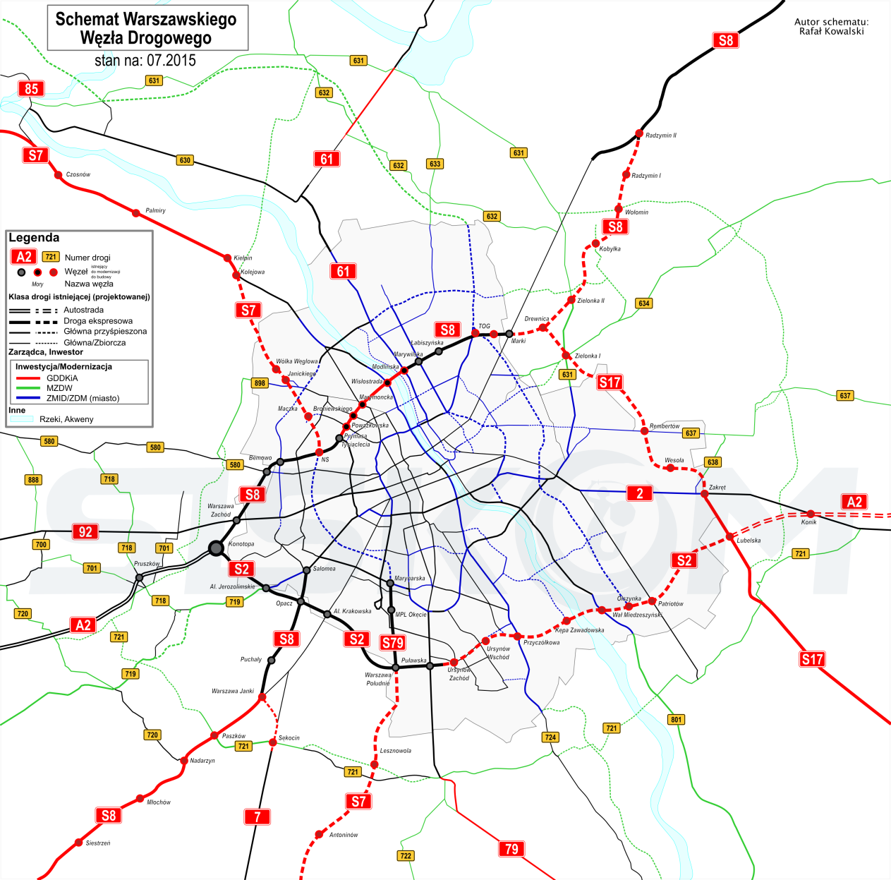 Schemat Warszawskiego Węzła Drogowego i jego rola http://siskom.waw.