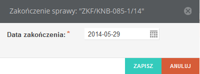 10.3.2 Dodawanie pisma do sprawy Rysunek 79 Formularz edycji sprawy Funkcjonalność dostępna w widoku szczegółów sprawy w panelu pisma w sprawie, po wybraniu typu pisma jakie chcemy dodać do sprawy