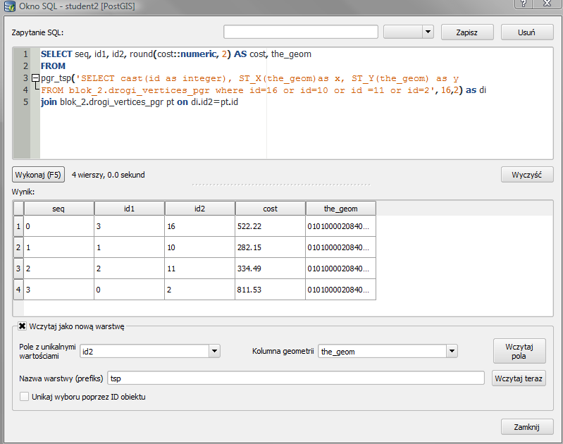 PgRouting: Algorytm