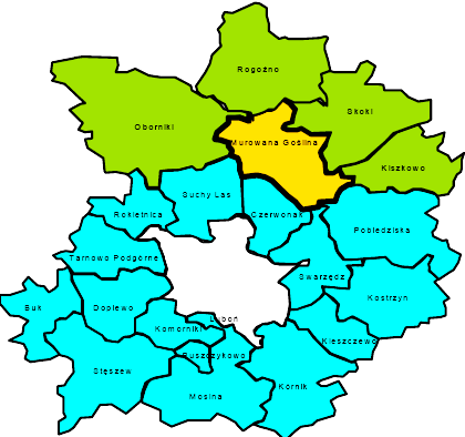 II. CHARAKTERYSTYKA MIASTA I GMINY 2.1. Dane ogólne. Położenie Miejsko-iejska gmina Muroana Goślina jest jedną z 226 gmin ojeództa Wielkopolskiego, tym jedną z 89 gmin miejsko iejskich.