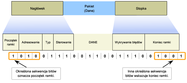 Dane transportowane przez medium są konwertowane na strumień bitów - zer i jedynek.