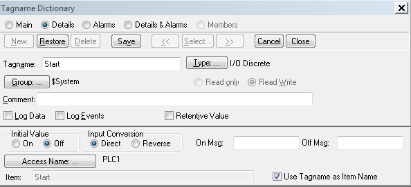 Ćwiczenie 5. Wizualizacja wirtualnego procesu technologicznego ZTMAiPC 3. Zmienić typ zmiennej (przycisk Type:...) z Memory Integer na I/O Integer. 4.