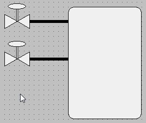 Ćwiczenie 5. Wizualizacja wirtualnego procesu technologicznego ZTMAiPC Aby połączyć zawór ze zbiornikiem do gromadzenia mleka czekoladowego za pomocą rurociągu należy wykonać następujące kroki: 1.