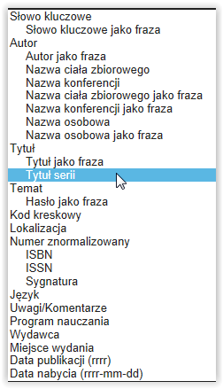 Dkumentacja Kha 3.12 wersja 1.0 - KOHA.rg.pl 3.4.1 Ograniczenia treści i frmy Pniżej znajdziesz pdsumwanie pszczególnych części graniczeń wyszukiwania zaawanswaneg: 3.4.2 Odbirca Indeks nazywa się 'aud', a jeg zawartść pchdzi z pla 008 (pzycja 22).