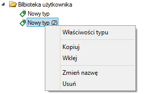 Opis i edycja obiektów Okno wprowadzanego folderu typów Usuń po kliknięciu na tę ikonę użytkownik może usunąć zaznaczony typ lub folder.