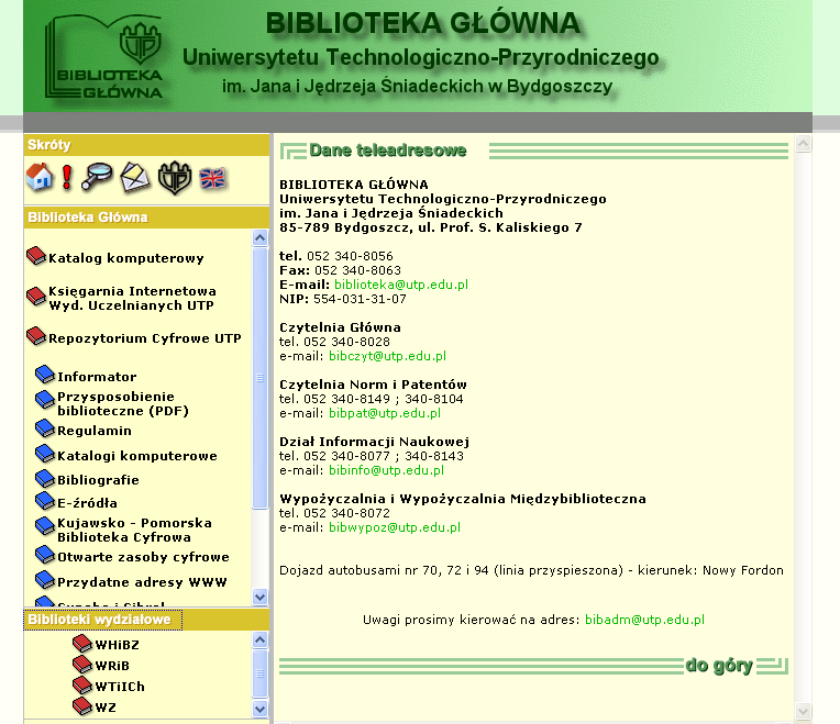 Witryna internetowa Biblioteki UTP