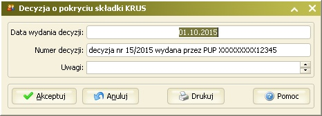 4.3 Rozszerzono pole "Numer decyzji" w wniosku o refundację składek KRUS.