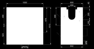 FASERFIX BIG BL 200 FASERFIX BIG BL 200, wyposażenie dodatkowe studzienka z króćcem DN 200 i ocynkowanym osadnikiem przycinanie pod kątem korytek FASERFIX BIG BL / SLG (uwaga 1 połączenie wymaga 2