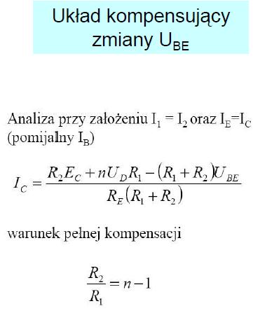 12. Narysuj schemat, podaj/wyprowadź równia i opisz właściwości układu polaryzacji tranzystora bipolarnego ze sprzężeniem kolektorowy. 13.