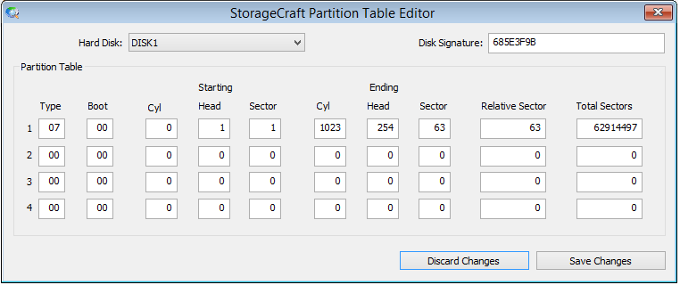 9.6 Partition Table Editor StorageCraft Recovery Environment User Guide OSTRZEŻENIE: edytor Partition Table Editor (Edytor tabeli partycji) powinien być używany wyłącznie przez doświadczonych