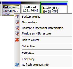 Applying Incrementals using the Wizard Interface Stosowanie przyrostowych kopii zapasowych do woluminu HSR za pomocą kreatora Restore Wizard (Kreator przywracania): 1.