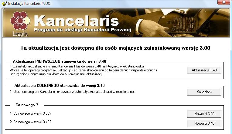 Aktualizacja stanowiska do wersji 4.20 Jeżeli instalujesz pierwsze stanowisko przejdź do strony 50 Jeżeli system na pierwszym stanowisku został już zaktualizowany z wersji 3.00 do 4.