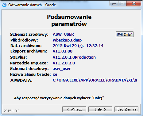 Rys 11. Logowanie na konto SYSTEM Następnie należy potwierdzić chęć utworzenia aptecznej bazy danych (Rys 12). Rys 12.