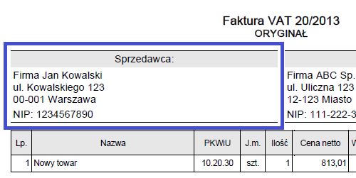 Rozdział 5 5 Parametry i konfiguracja 5.1 Dane firmy (właściciela) Opcja Parametry Dane firmy służy do wprowadzenia danych identyfikacyjnych podmiotu wystawiającego fakturę.