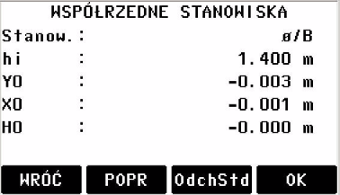 [REJ] Rejestracja kierunku Hz i kąta V (wcięcie kątowe). [NastPt] Wprowadź następny punkt celu.