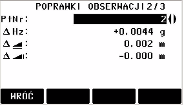 Jeżeli na początku wysokość instrumentu została ustawiona na 0.000, wtedy wysokość stanowiska jest równa z wysokością osi obrotu lunety.