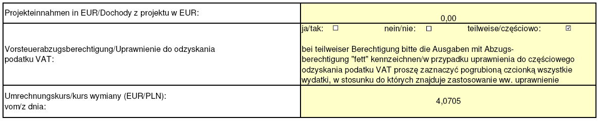 2. Zestawienie dowodów księgowych Nagłówek: Kurs wymiany (Europejski Bank Centralny) miesiąca sporządzenia zestawienia