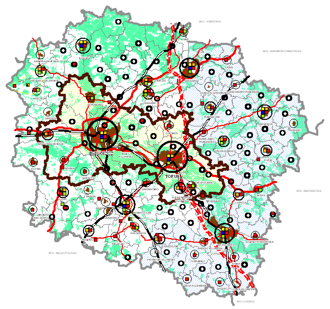 W prowadzonych obecnie pracach nad Planem zagospodarowania przestrzennego województwa kujawsko-pomorskiego zasadniczo podtrzymano zasięg aglomeracji zdelimitowanej przed 10 laty.