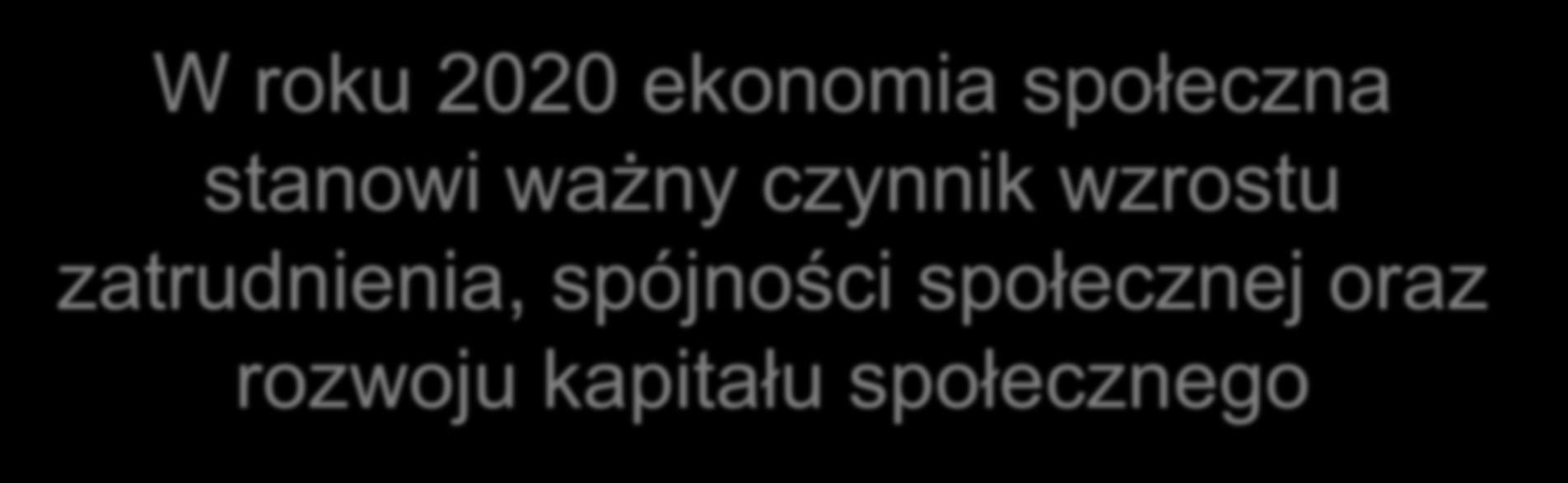 Krajowy Program Rozwoju Ekonomii Społecznej W roku 2020 ekonomia społeczna stanowi