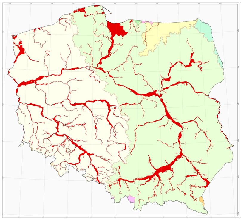 WSTĘPNA OCENA RYZYKA POWODZIOWEGO We wstępnej ocenie ryzyka powodziowego do obszarów narażonych na niebezpieczeństwo powodzi zakwalifikowano: 253 rzeki lub odcinki rzek o łącznej długości 14 481 km