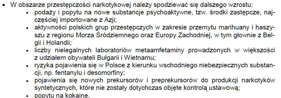 Prognozy dotyczące przestępczości zorganizowanej Źródło: