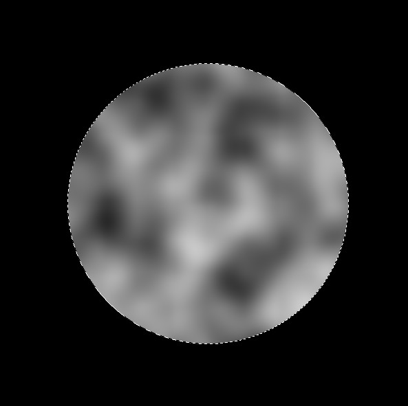 1.12. Planeta Rys. 41: Cel ćwiczenia Zacznijmy od utworzenia obrazu 600x600 pikseli z czarnym tłem. Za pomocą narzędzia zaznaczenia eliptycznego narysujmy na środku koło (w nowej warstwie) Rys. 42.