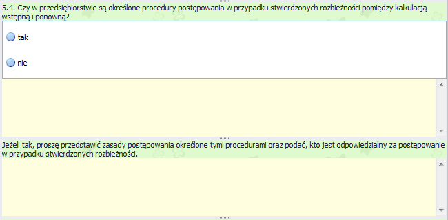 Odpowiedzi -rodzaje pól Program zawiera cztery rodzaje pól umożliwiających odpowiedzi na pytania z kwestionariusza. 1) Pole tekstowe Rysunek 15.