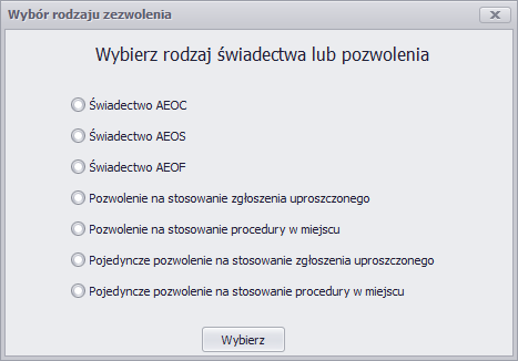 Rysunek 4. Nowy kwestionariusz a następnie wybrać odpowiedni rodzaj świadectwa lub pozwolenia. 3. Nawigacja panel zakładek Rysunek 5.