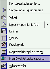 Z listy pól, (jeżeli nie jest widoczna to odszukaj: ) przeciągnij pole WYDANIE do sekcji WYDANIE - nagłówek. Etykietę pola wytnij i wklej do sekcji Nagłówek strony.