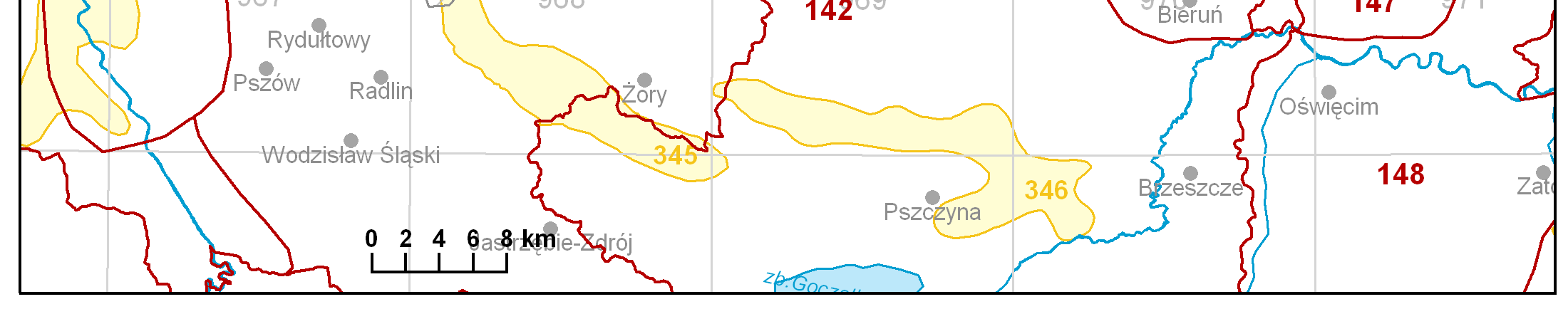 Rysunek 15 Lokalizacja JCWPd nr 133 [8,11] Na obszarze JCWPd czwartorzędowy poziom wodonośny wykształcony jest w postaci piasków i żwirów wypełniających doliny rzek Kłodnicy i Bierawki, ale również