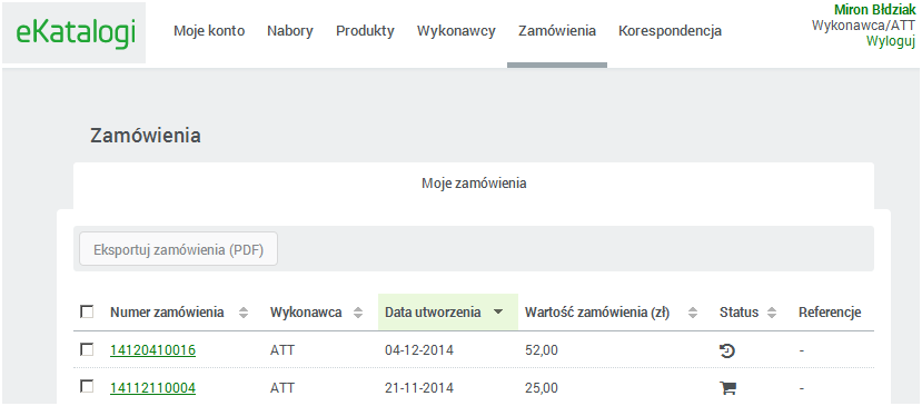 Proces zamówienia (1-4) Krok 1-4 Zamawiający składa zamówienie 5a - Zaakceptowanie i podpisanie (5b-Odrzucenie) 6 - Wysłanie