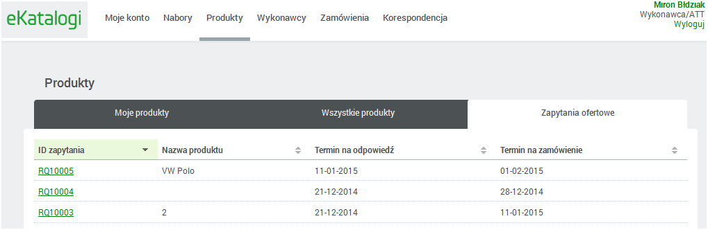 Zapytanie ofertowe (1-2) 1 - Utworzenie nowego zapytania ofertowego 2 - Wybór rodzaju zapytania 3 - Odpowiedź