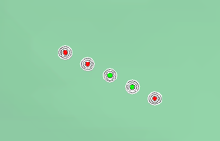 Moment załączenia czujek - obrazuje to zmiana barwy sensora z zielonego na czerwony. 4.