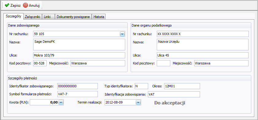 Filozofia programu 48 Programy linii Sage Symfonia i Sage Symfonia Start mają odrębne funkcje do obsługi przelewów do ZUS i do obsługi przelewów do US.