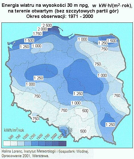 Widoczne s due podobiestwa na obu mapach: - północna cz kraju ma dobre warunki wiatrowe, - rodkowa cz kraju warunki do korzystne, - lsk, Małopolska, południowo-wschodnia wschodnia cz Warmii i Mazur,