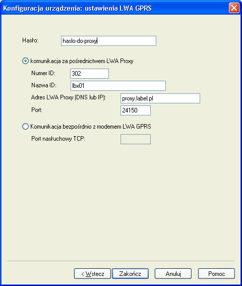 Interfejs LB-431 instrukcja użytkowania 9 Rysunek 10: Okienko z informacjami o po l aczeniu z LB-431. zgodność z has lem wpisanym do serwera proxy (przez administratora proxy).