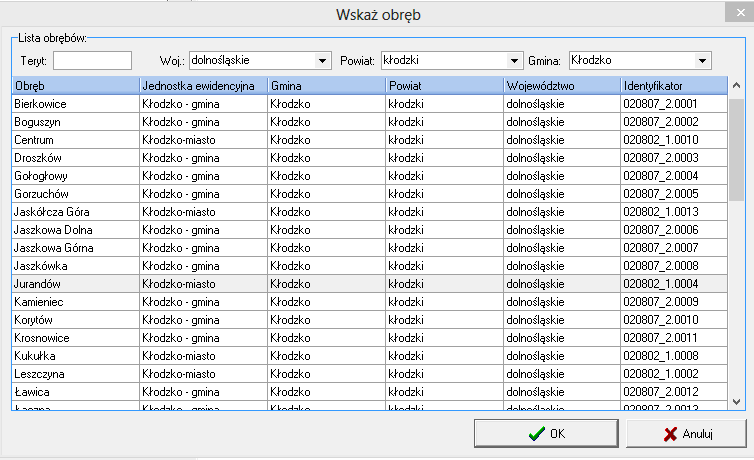 W polu Więcej... dla projektu znajdziemy także przycisk wywołania Google Maps. Mapa C-Geo jest ustawiana na obszarze wyszukanym po danych TERYT: województwo, powiat, gmina, obręb. Pole Więcej.