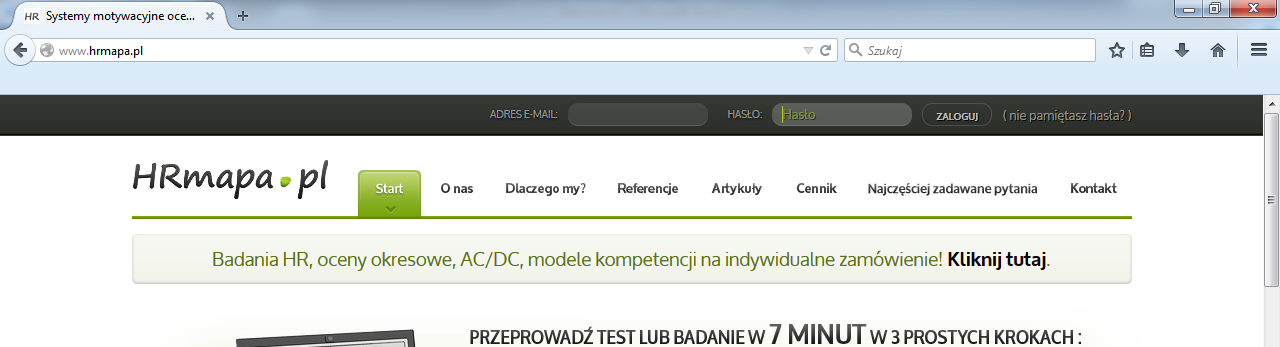 oceny okresowej 360 stopni (dopasowanych do różnych typów stanowisk ocenianych osób). 1. Zarejestruj się na stronie http://www.hrmapa.pl/rejestracja (jeśli masz już konto w Hrmapa.