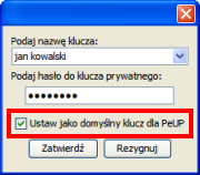 Pojawi się okienko, w którym należy wpisać nazwę klucza, dla którego wystawiony został certyfikat (jeśli wniosek wydanie certyfikatu był generowany na tym samym komputerze, to nazwa certyfikatu