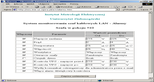 pomiarowo sterujących Stosowania technologii internetowych i technologii